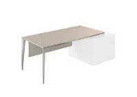 Стол под опорную тумбу 800 правый, ясень наварра, мк алюминий  Atlas NZ-0106.YN.AL R