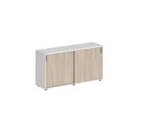 Шкаф-купе низкий  с замком, корпус белый, фасады дуб светлый, Sigma SG.702.WH.OL