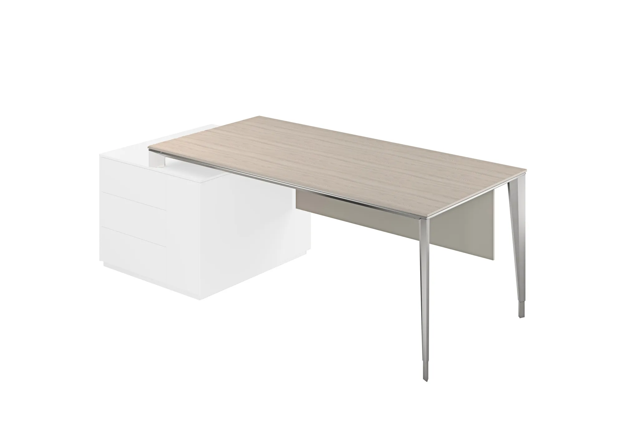 Стол под опорную тумбу 800 левый, ясень наварра, мк алюминий  Atlas NZ-0106.YN.AL L