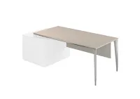 Стол под опорную тумбу 800 левый, ясень наварра, мк алюминий  Atlas NZ-0106.YN.AL L