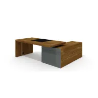 Стол руководителя с опорной тумбой, бюваром и кабель-каналом, левый ART.NEO II Neo-201L