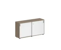 Шкаф-купе низкий  с замком, корпус дуб темный, фасады белый, Sigma SG.702.OD.WH