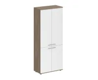 Шкаф высокий, 4-х дв., з.ст HDF, корпус дуб темный, фасады белый Sigma SG.801.OD.WH.WH