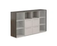 Шкаф средний, обвязка бренсон трюфель, фасады серый камень, Atlas NZ-0336.BT.GS