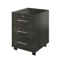 Тумба выкатная 3 ящика с замком Канцлер КЦ09.12 дерево карбон
