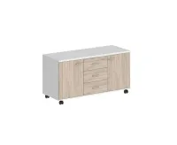 Тумба сервисная с 3 ящ., с замком, корпус белый, фасады дуб светлый, Sigma SG.621.WH.OL