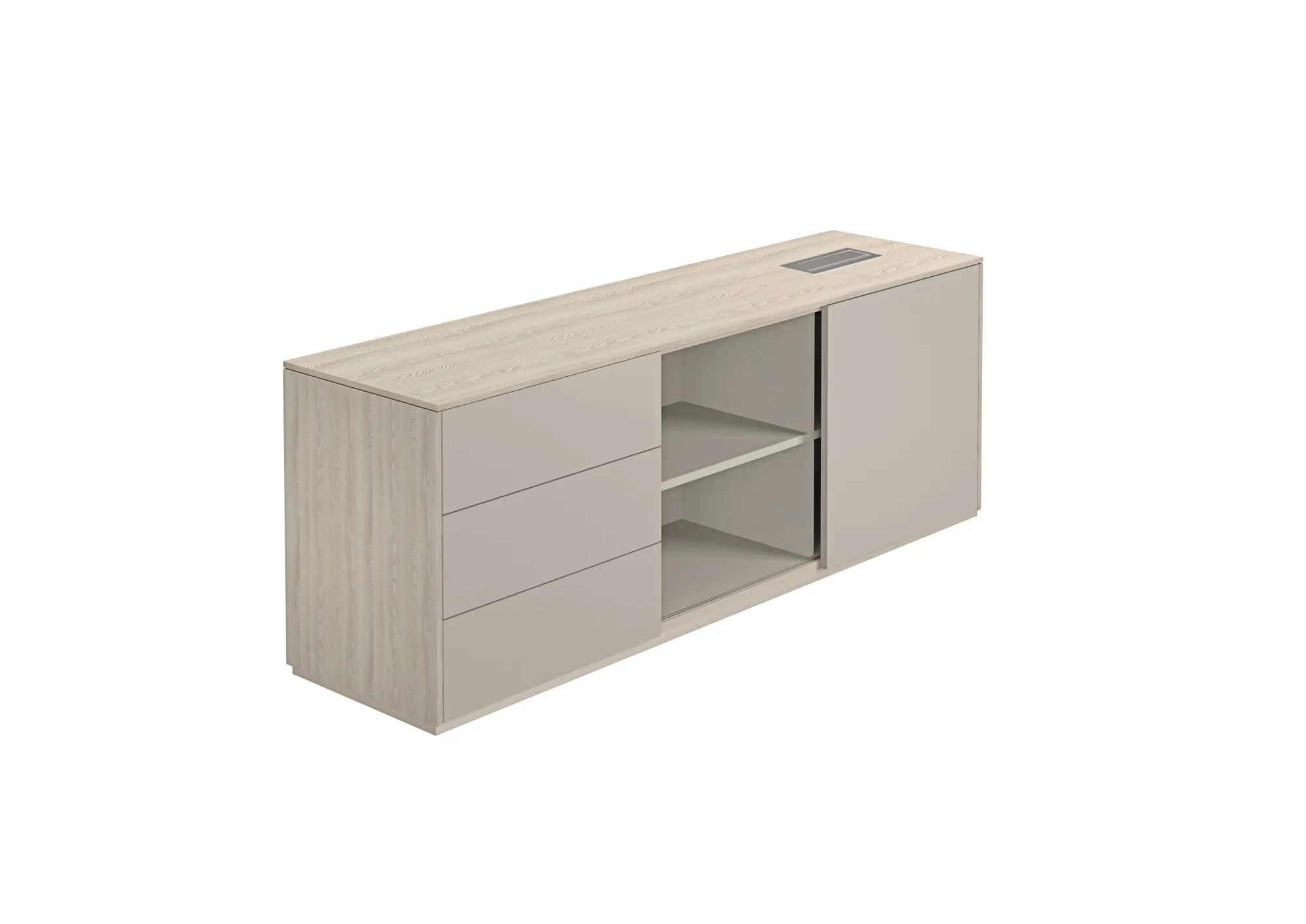 Тумба опорная левая, обвязка ясень наварра, фасады серый камень, Atlas NZ-0211.YN.GS.L