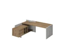 Стол руководителя левый, Дуб Чарльстон/Бетон Чикаго, Wood&Stone СФ-531221