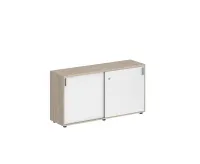 Шкаф-купе низкий  с замком, корпус дуб светлый, фасады белый, Sigma SG.702.OL.WH