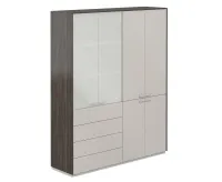 Шкаф высокий двойной, обвязка бренсон трюфель, фасады серый камень, Atlas NZ-0321+NZ-0332.BT.GS