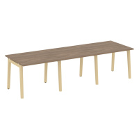 Стол переговорный, 3 столешницы (опоры - массив дерева, дуб светлый) ONIX WOOD OW.PRG-3.1